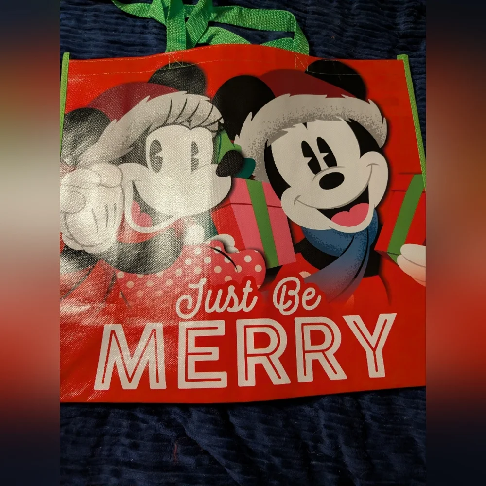🦋 New Disney Mickey And Minnie Just Be Merry' Tote Bag Large